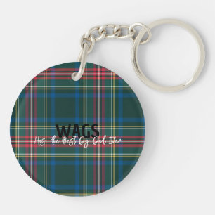 Tartan Kariert PET NAME Bester Vater Mama je Festi Schlüsselanhänger