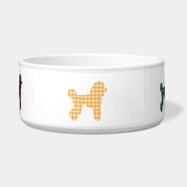 Tartan Kariert Poodle Hund Keramik Haustier Schale Napf (Vorderseite)