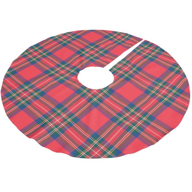 Tartan Kariert Red Classic Weihnachtsfeiertag Polyester Weihnachtsbaumdecke (Schrägansicht)