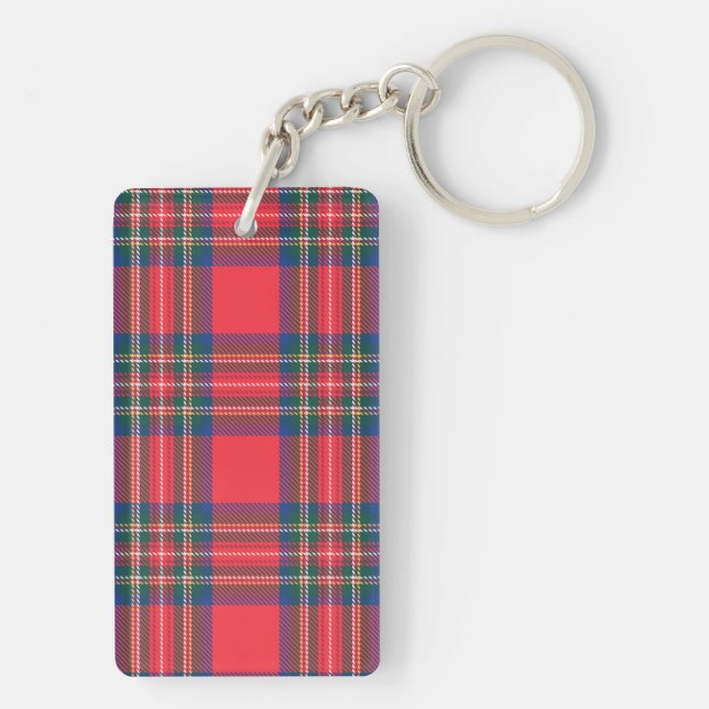 Tartan Kariert Red Classic Weihnachtsfeiertag Schlüsselanhänger (Rückseite)