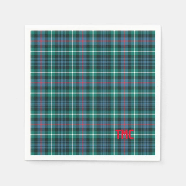 Tartan Kariert Red INITIALS Festival Classic Serviette (Vorderseite)
