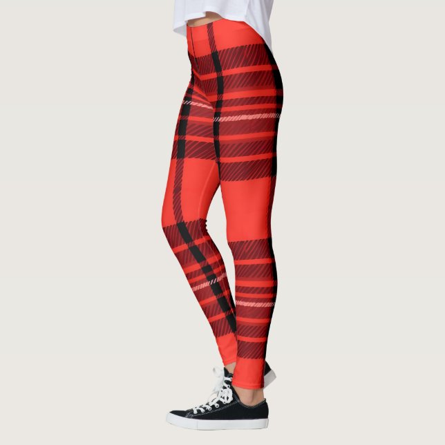 Tartan Kariert Red Traditional Modern Collection Leggings (Links)