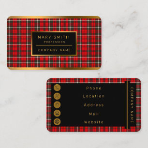 Tartan Kariert Red Traditional Popular Collection Visitenkarte