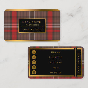 Tartan Kariert Red Traditional Trendy Collection Visitenkarte