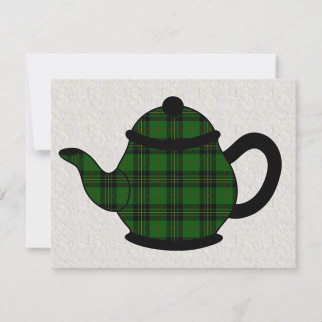 Tartan Kariert Teapot Brautparty Einladung (Vorderseite)