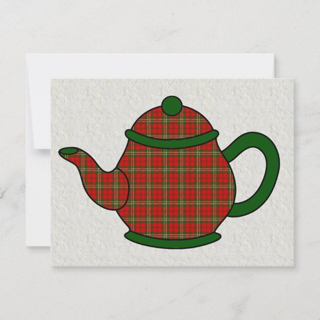 Tartan Kariert Teapot V5 Tee Einladung (Vorderseite)