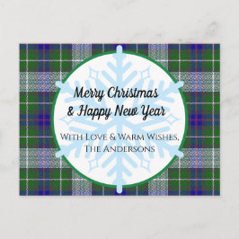 Tartan Kariert und Snowflakes Weihnachtskarte Postkarte