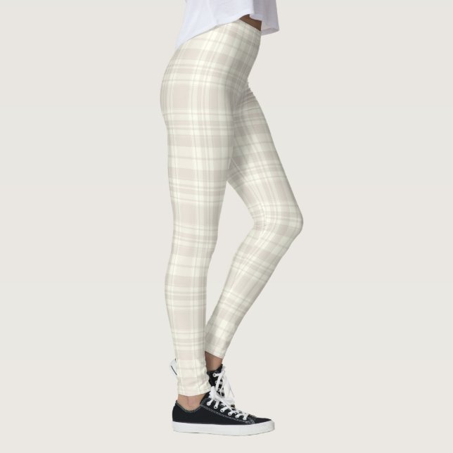 Tartan-karierte Creme u. Beige-Nr. 66 Leggings (Rechts)