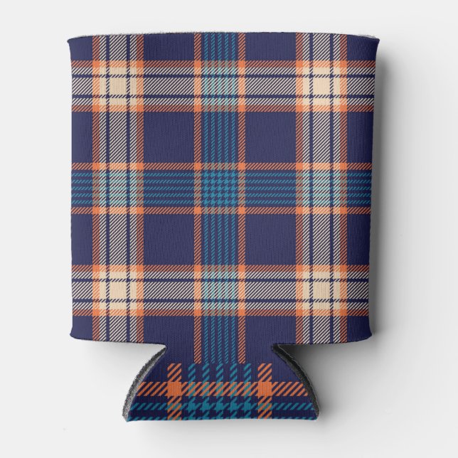 Tartan karierte, farbenfrohe Marinestextur. Dosenkühler (Vorderseite)