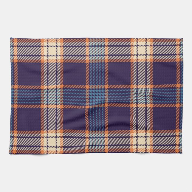 Tartan karierte, farbenfrohe Marinestextur. Geschirrtuch (Horizontal)
