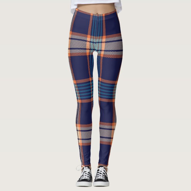 Tartan karierte, farbenfrohe Marinestextur. Leggings (Vorderseite)