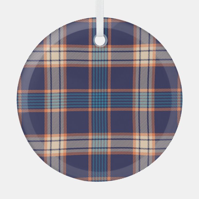 Tartan karierte, farbenfrohe Marinestextur. Ornament Aus Glas (Vorderseite)