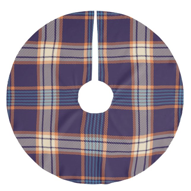 Tartan karierte, farbenfrohe Marinestextur. Polyester Weihnachtsbaumdecke (Vorderseite)