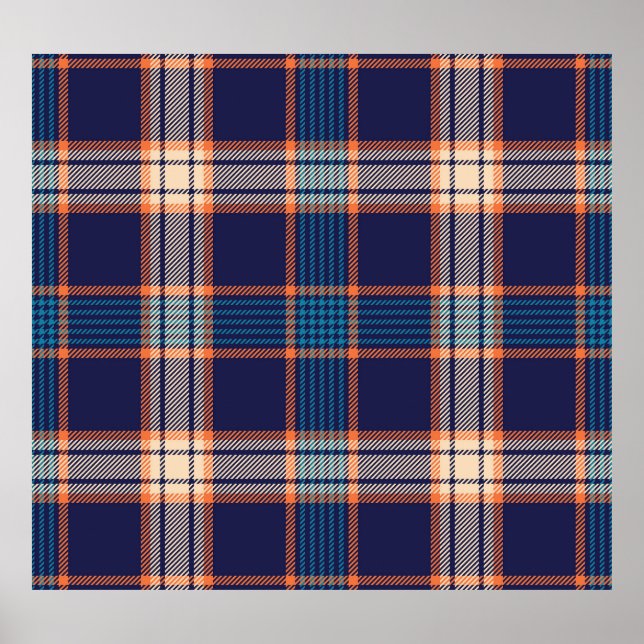 Tartan karierte, farbenfrohe Marinestextur. Poster (Vorne)