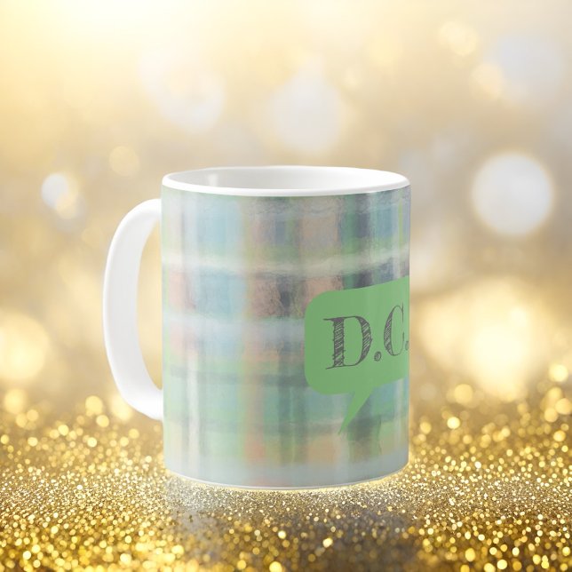 Tartan karierte Initialen grün-grau-beige Pastellf Kaffeetasse (Von Creator hochgeladen)