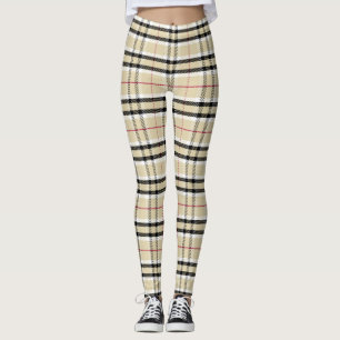 Tartan Karierte karierte Muster Leggings in Beige