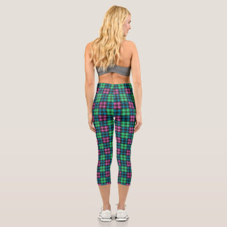 Tartan Karierte Leggings in Blau, Grün und Rosa - 
