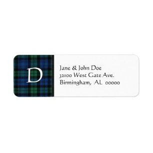 Tartan-karierte Monogramm-Adressen-Etiketten