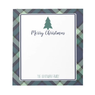 Tartan Karierte Weihnachten, Marine und Grüne Feie Notizblock