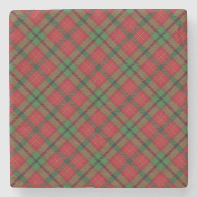 Tartan-karierter Feiertags-festliches Weihnachten Steinuntersetzer (Vorderseite)