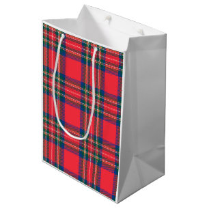 Tartan Karierter Weihnachtsurlaub Festlicher Spaß Mittlere Geschenktüte