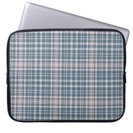 Tartan-kariertes Blau-, rosa u. Weiß-Nr. 45 Laptopschutzhülle