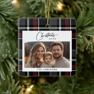 Tartan Kariertes Foto Weihnachten Keramikornament