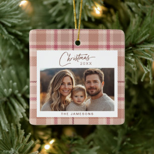 Tartan Kariertes Foto Weihnachten Keramikornament