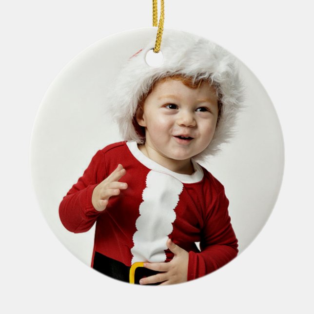 Tartan Kariertes Foto Weihnachtsschmuck mit Jahr (Vorne)