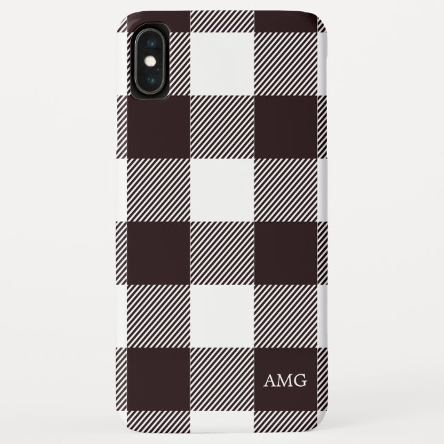 Tartan Kariertes Monogramm Schachbrett Schwarz/Wei Case-Mate iPhone Hülle (Rückseite)