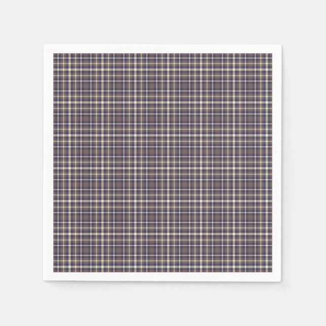 Tartan Kariertes Muster Braun, Blau & Beige Nr. 69 Serviette (Vorderseite)