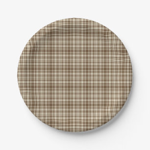 Tartan-kariertes Muster Brown u. Beige-Nr. 70 Pappteller