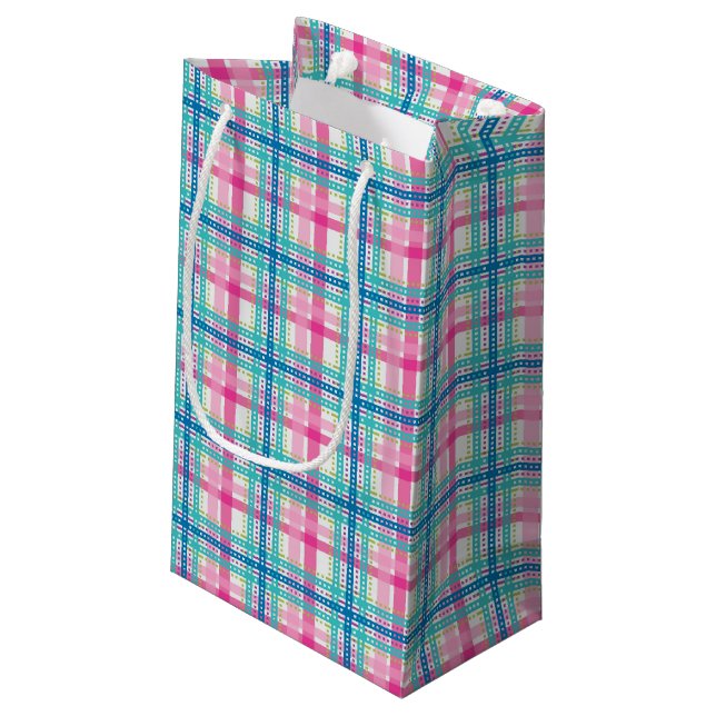 Tartan, kariertes Muster Kleine Geschenktüte (Rückseite Schrägansicht)