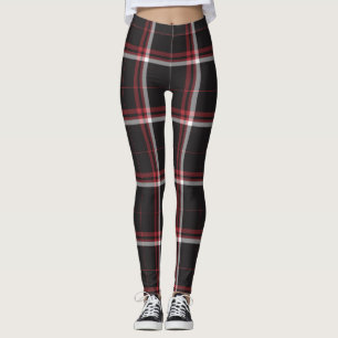 Tartan-kariertes Muster-rotes Schwarz-weißes Leggings