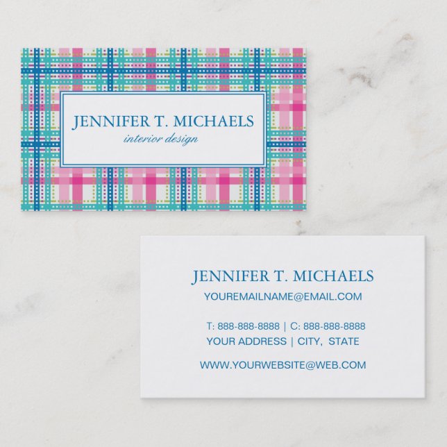 Tartan, kariertes Muster Visitenkarte (Vorne/Hinten)