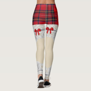 Tartan kariertes rotes Bogen-Muster Leggings