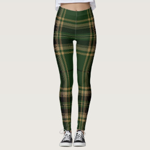 Tartan-kariertes Trendy grünes schwarzes Leggings