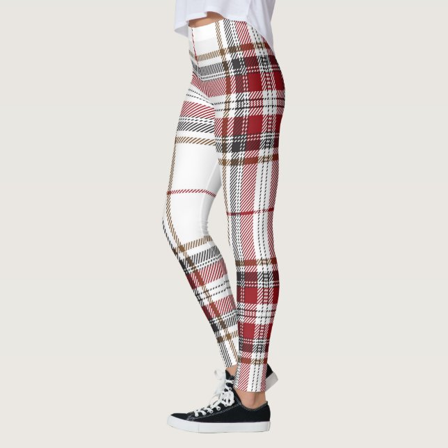 Tartan-kariertes Trendy rotes und weißes Muster Leggings (Links)
