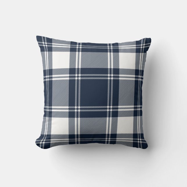 Tartan-kariertes Trendy schottisches blaues Weiß Kissen (Vorderseite)