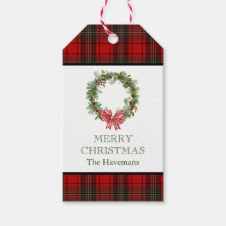 Tartan Kariertes Weihnachtsgeschenk Tag Geschenkanhänger