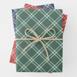 Tartan, Kariertes Wrapping Paper Flat Sheet Set 3 Geschenkpapier Set