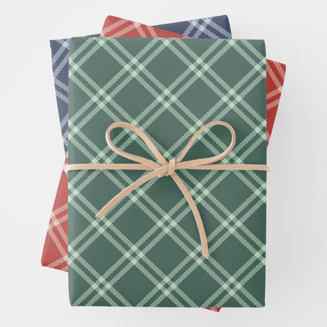 Tartan, Kariertes Wrapping Paper Flat Sheet Set 3 Geschenkpapier Set (Beispiel)
