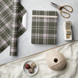 Tartan-Karo-Bauernhaus-Waldgrün Geschenkpapier