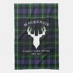 Tartan Karo Clan MacKenzie Familienhaus am See Geschirrtuch