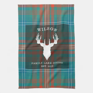 Tartan Karo Clan Wilson Familienhaus am See Geschirrtuch