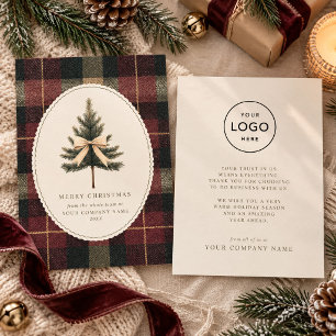 Tartan Karo Firmenweihnachtsbaum mit individuellem Feiertagskarte