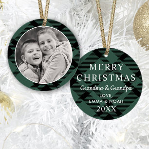Tartan Karo Frohe Weihnachten Großeltern Foto Ornament