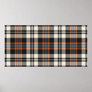 Tartan-Karo Herbst in Schwarz, Orange, Blau Poster