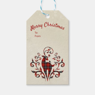 Tartan-Karo-Hirsch im Schneeflocken-Design Geschenkanhänger