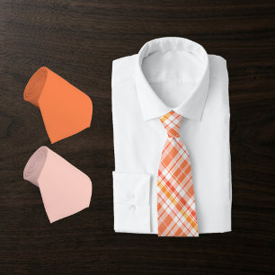 Tartan-Karo in Korallenorange, Tiefem Lachs, Pfirs Krawatte